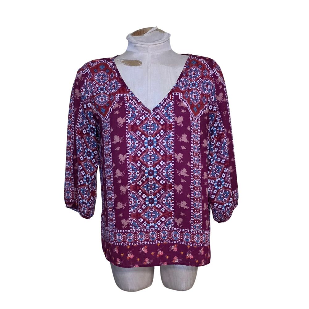 Renee C Womens 3/4 Sleeve Top Boho no tag, fits like small